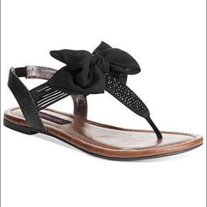 Black Bow Flat Sandals